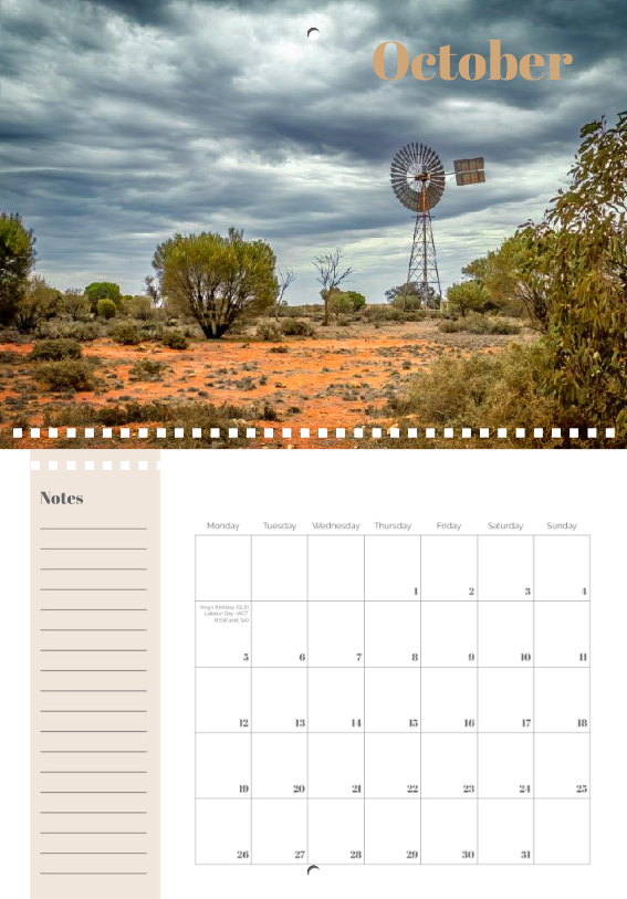 Country to coast double A4 calendar